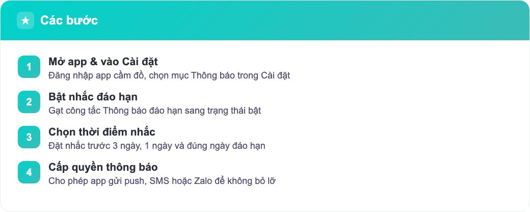 Hướng dẫn các bước bật thông báo đáo hạn trên app cầm đồ chi tiết